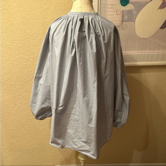 COS Blue Striped Balloon Sleeve Blouse - Picture 7 of 9